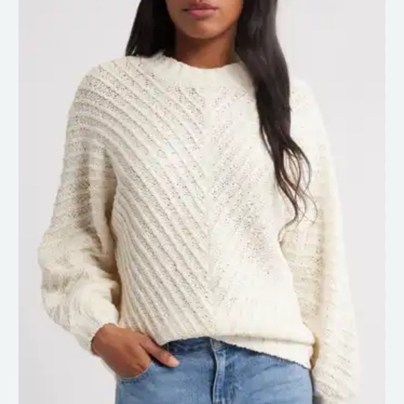 Rip Curl Open Knit Pullover Sweater Size M Cream Beachy Boho - Picture 1 of 10